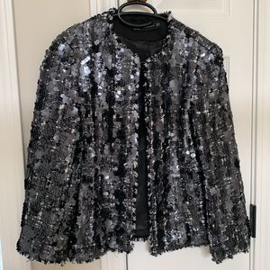 Zara Sequin Tweed blazer jacket size XS